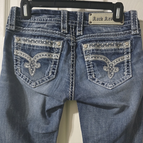 Rock Revival Sherry Bootcut B4 Low Rise Stretch Embellished Jeans, Size 27. - Picture 10 of 16